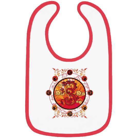 Disney Mulan Mushu Traditional Art Circle Portrait Bibs