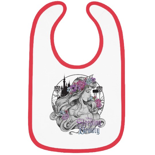 Disneyss Sleeping Beauty Floral Sketched Portrait Bibs