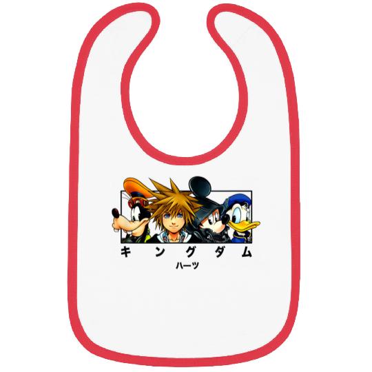 Disneyss Kingdom Hearts Main Characters Panel Chest Kanji Logo Bibs