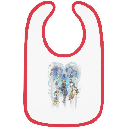 Disneyss Kingdom Hearts Main Characters Heart Shape Distressed Bibs