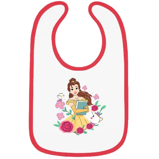 Disney Beauty and the Beast Belle & Book Fall Floral Roses Bibs