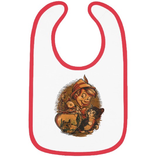 Disneyss Pinocchio Jiminy Cricket Figaro And Cleo Bibs