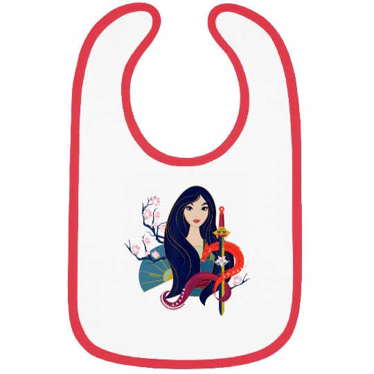 Disney Princess Mulan and Mushu Modern Art Deco Style Bibs
