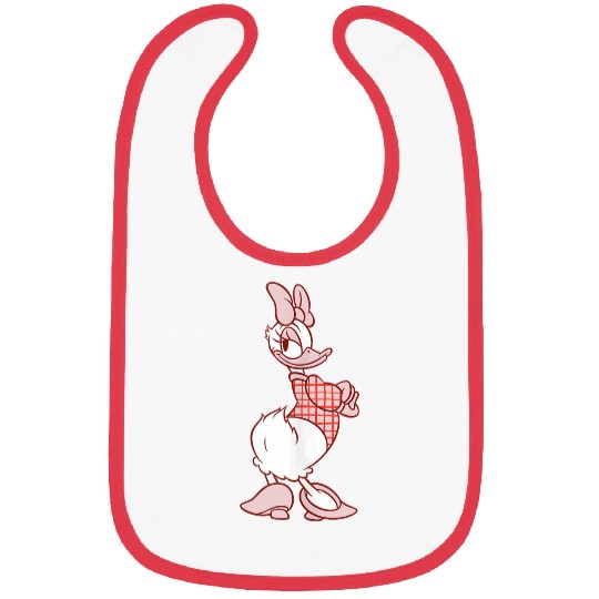 Disneyss Daisy Duck Sassy In White Pink Pose With Plaid Top Bibs