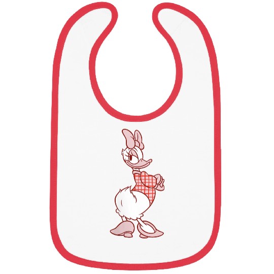 Disneyss Daisy Duck Sassy In White Pink Pose With Plaid Top Bibs