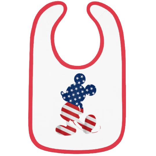 Disney Mickey Mouse American Flag USA T  Raglan Baseball Tee Bibs