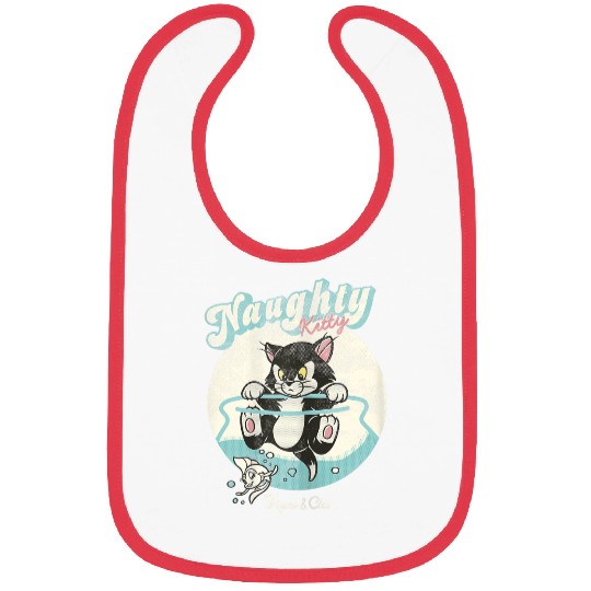 Disney Pinocchio Naughty Kitty Figaro Cleo  Big Logo Bibs