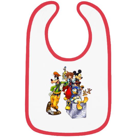 Disney Kingdom Hearts Goofy Mickey & Donald Sora Block Shot Bibs