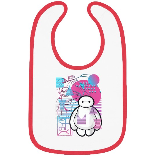 Disney Big Hero 6 Baymax Neon Blue Print Schemat Bibs