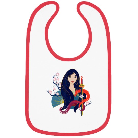 Disney Princess Mulan and Mushu Modern Art Deco Style Bibs