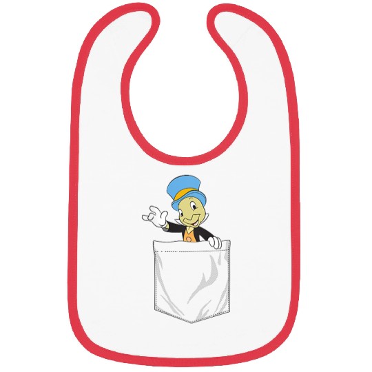 Disneyss Pinocchio Jiminy Cricket Faux Pocket Bibs