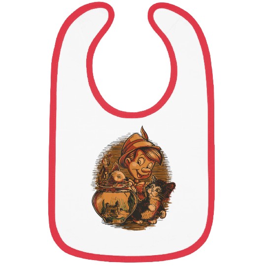 Disneyss Pinocchio Jiminy Cricket Figaro And Cleo Bibs