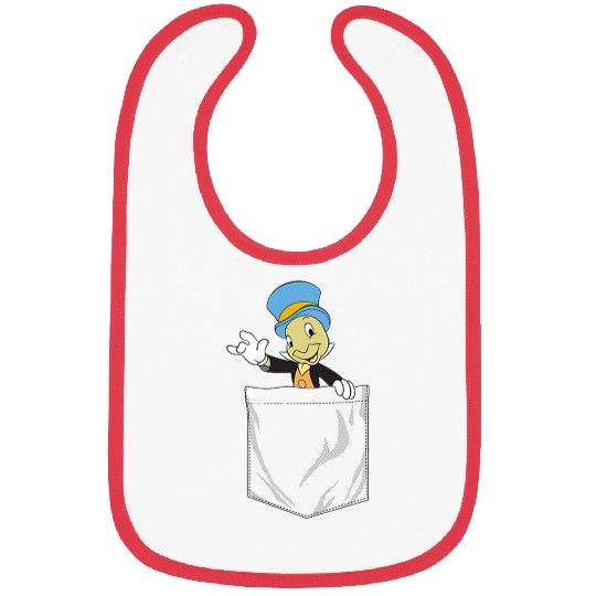Disneyss Pinocchio Jiminy Cricket Faux Pocket Bibs