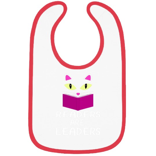 Cute Kitty Cat Face Readers Are Leaders Bibs