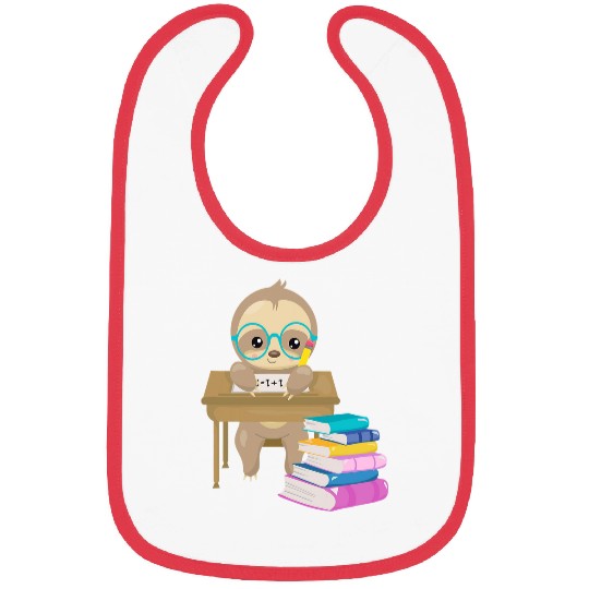 Cute Sloth Glasses Reading School Book Writing Math Desk Bibs