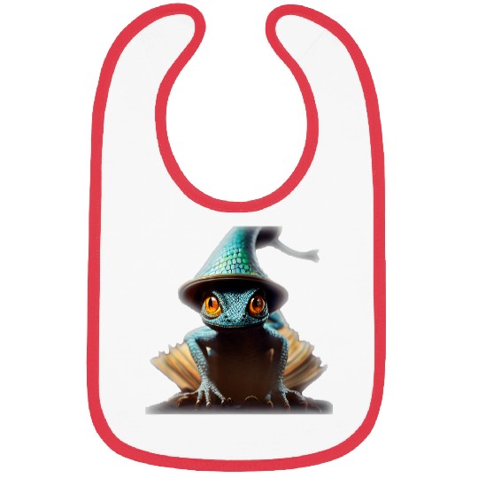 Anthromorphic Tiny Wizard Lizard Wizard Hat Magic Book Bibs