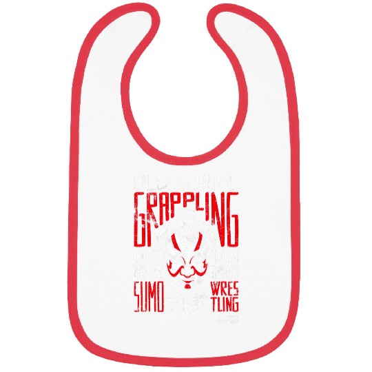 sumos Wrestling Old School Grappling White and Red Design Bibs