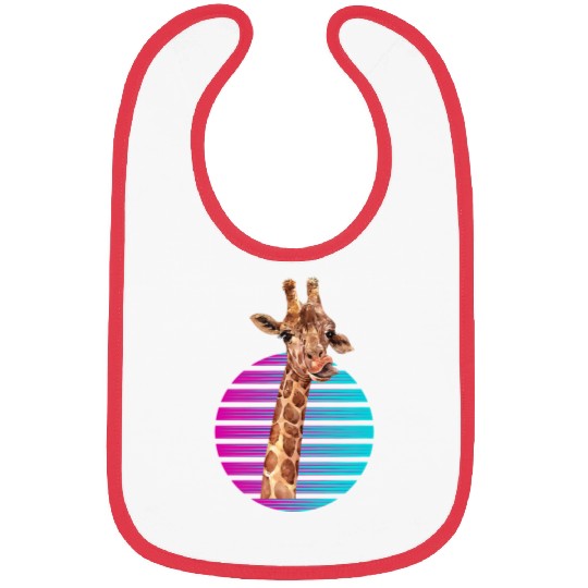 Retro Giraffe Synthwave Giraffe Zoo Worker Animal Bibs