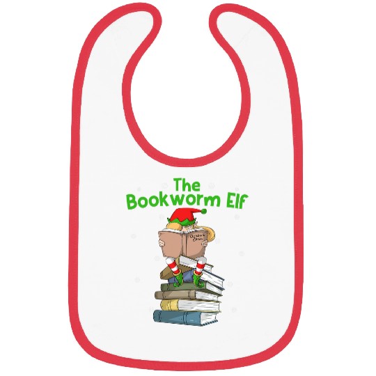 Female Bookworm Elf Book Reading Lover Girl Christmas Bibs