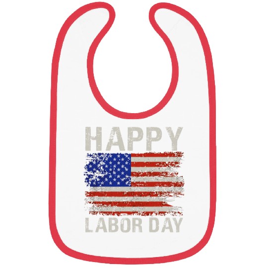 Happy Labor Day American Flag Proud Labor Bibs