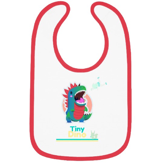 Dino Tiny Dinosaur eating people fun graphic tee Bibs