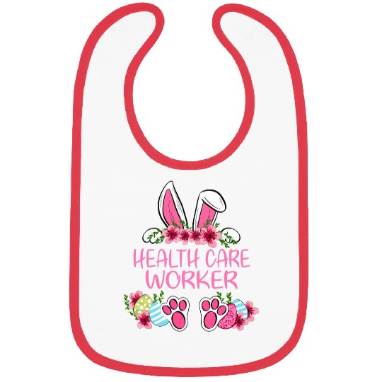 Cute Health Care Worker Rabbit Bunny Ears Happy Easter Eggs Bibs