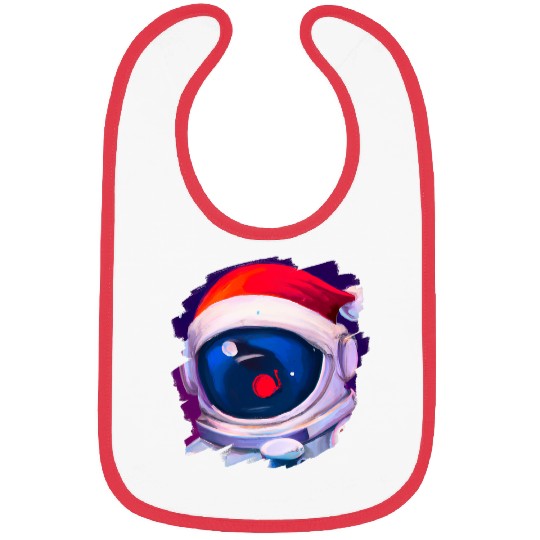 Astronauts Wearing Santa Claus Hat Space Christmas Bibs