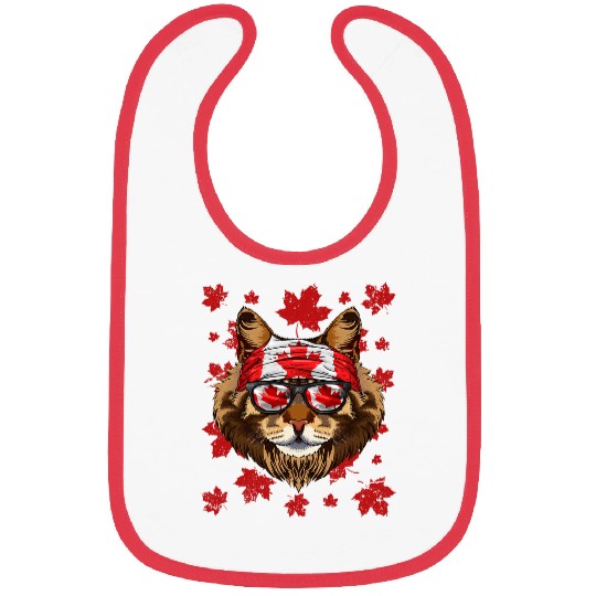 Canadian Maine Coon Patriotic Canada Flag Maple Leaf Pride Bibs