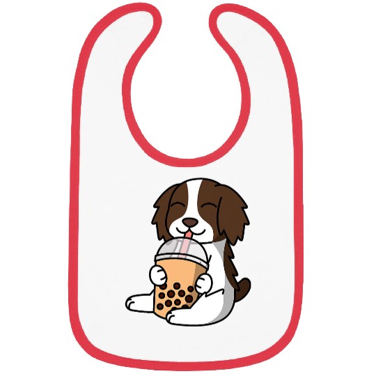 Boba Bubble Milk Tea English Springer Spaniel Dog Bibs
