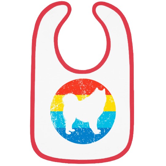 Dog Samoyed Breed Silhouette Retro 1970s Circle Bibs