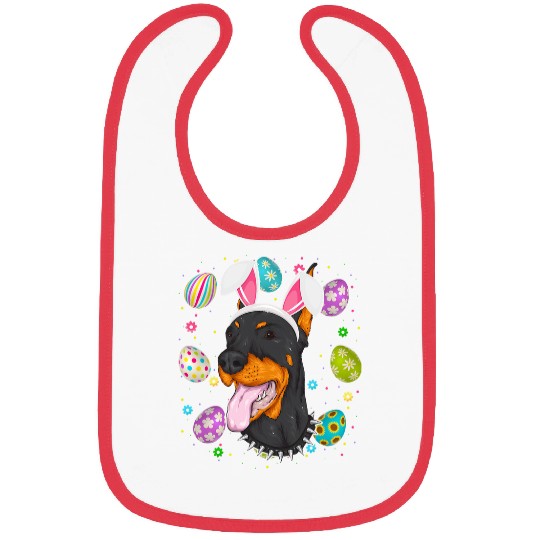 Dog Doberman Easter Egg Lover Bunny Ear Doberman Dog Face Easter Sunday Bibs