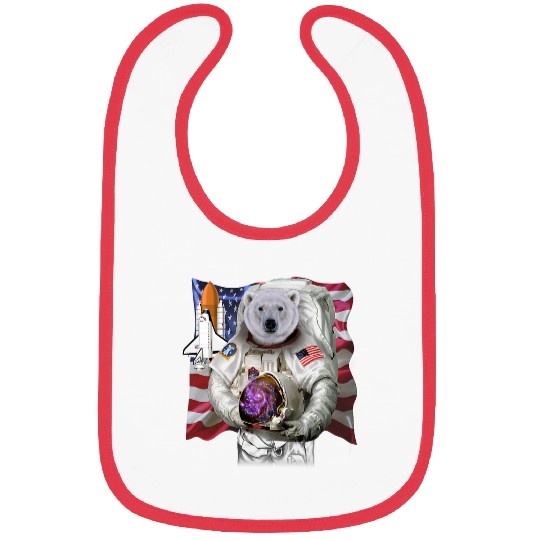 Funny Bear Patriotic Polar Bear as USA America Astronaut Cute Bears Bibs