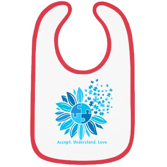 Autism Accept Understand Love Sunflower Autism Awareness Support Neurodiverse Bibs