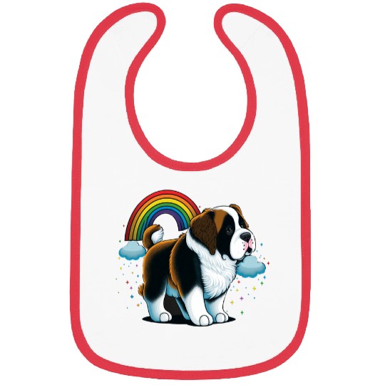 Dog Saint Bernard Cute Colorful Rainbow Saint Bernard Bibs