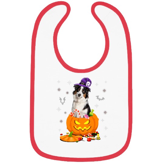 Aussie Halloween Pumpkin Australian Shepherd Halloween Hat Bibs