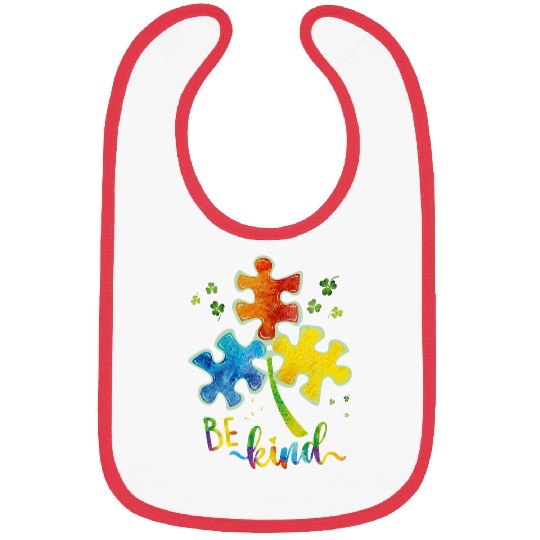 Autism Be Kind Shamrock Patrick Day puzzle Neurodiverse Bibs