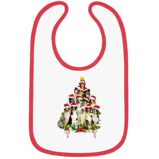 Australian Shepherd Christmas Tree Dog Lover Merry Christmas Bibs