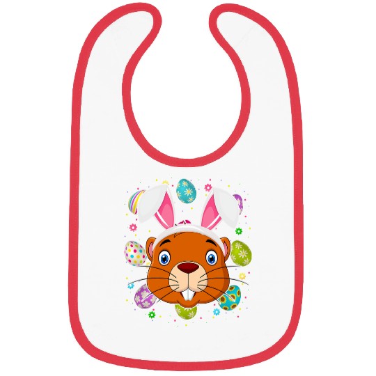 Funny Easter Egg Lover Bunny Ear Gopher Face Easter Sunday Bibs