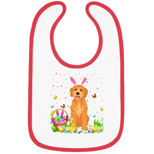 Dog Goldendoodle Funny Easter Egg Hunting Goldendoodle Dog Easter Sunday Bibs