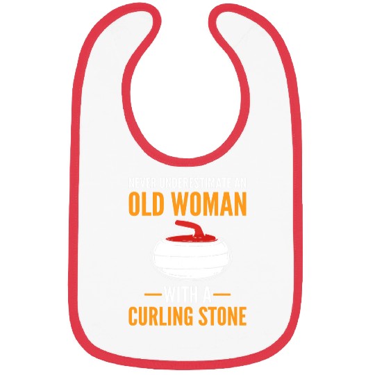 Never Underestimate An Old Woman With A Curling Broom Curler Bibs