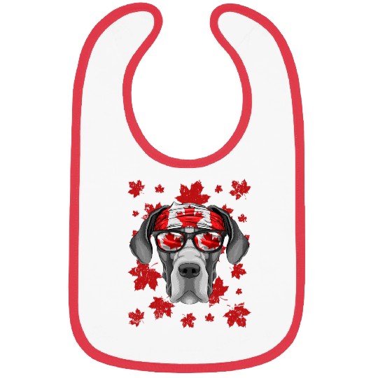 Dog Great Dane Canadian Great Dane Patriotic Canada Flag Maple Leaf Pride Bibs