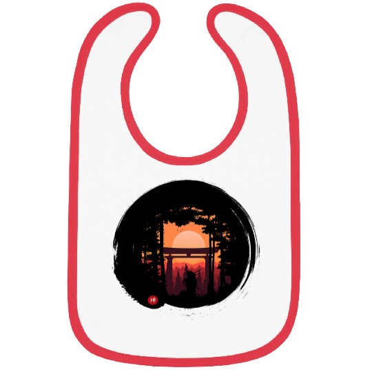 Enso Zen Circle Japanese Samurai Theme Art Bibs