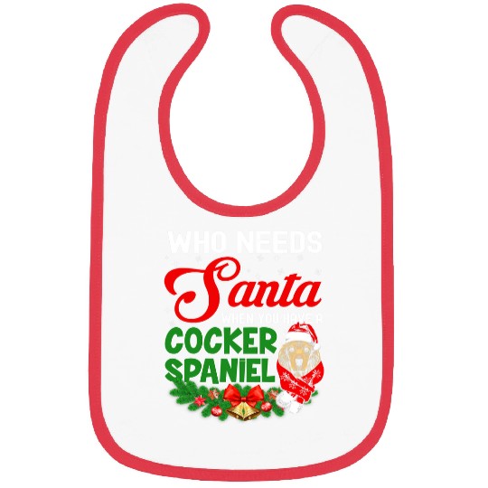 Bears Funny Cocker Spaniel With Santa Hat Beard Christmas Tee Bibs