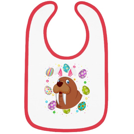 Funny Easter Egg Lover Bunny Ear Walrus Face Easter Sunday Bibs