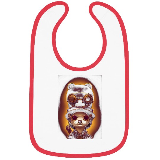 Otters Friendly Smiling Adorable Steampunk Female Otter Warrior Bibs