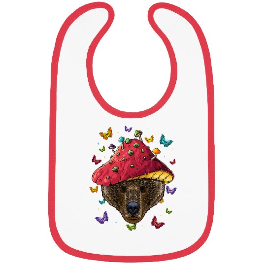 Funny Bear Cottagecore Bear Aesthetic Mushroom Cute Goblincore Cute Bears Bibs