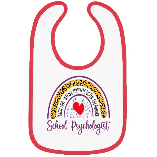Back To School Psychologist Leopard Rainbow Teacher Novelty 2 Bibs