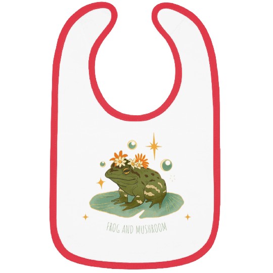 Frog and Mushroom vintages Frog Illustration for Frog Lovers Bibs