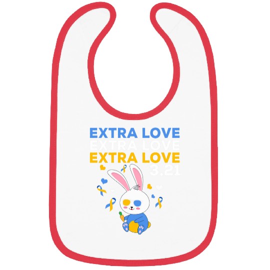 Extra Love 321 Down Syndromes Awareness Yellow Ribbon Bunny Bibs