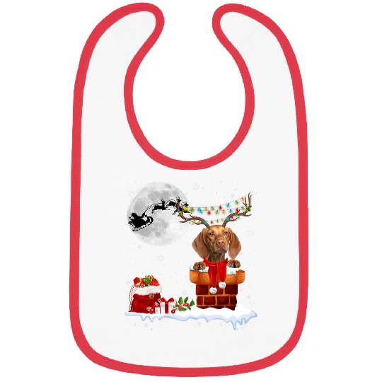 Dog Vizsla Chimney Ugly Christmas Lights xmass Pajamas Bibs